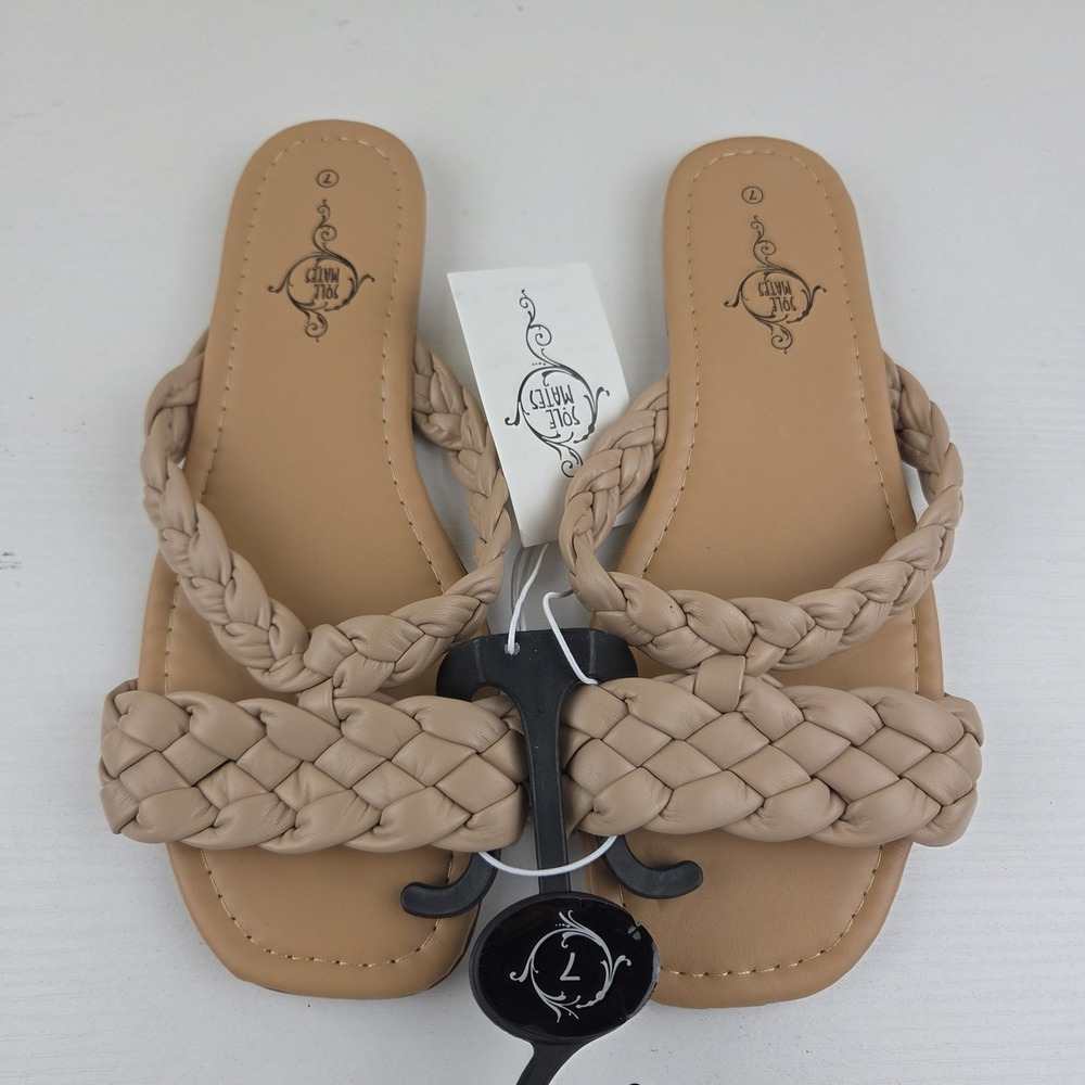 Women's Sole Mates Braided Slides Sandals Beige Size 7 NEW! - Picture 2 of 4